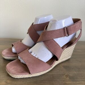 Lucky Brand Womens 10M Muave Pink Mendona Espadrille Wedge Sandals Shoes